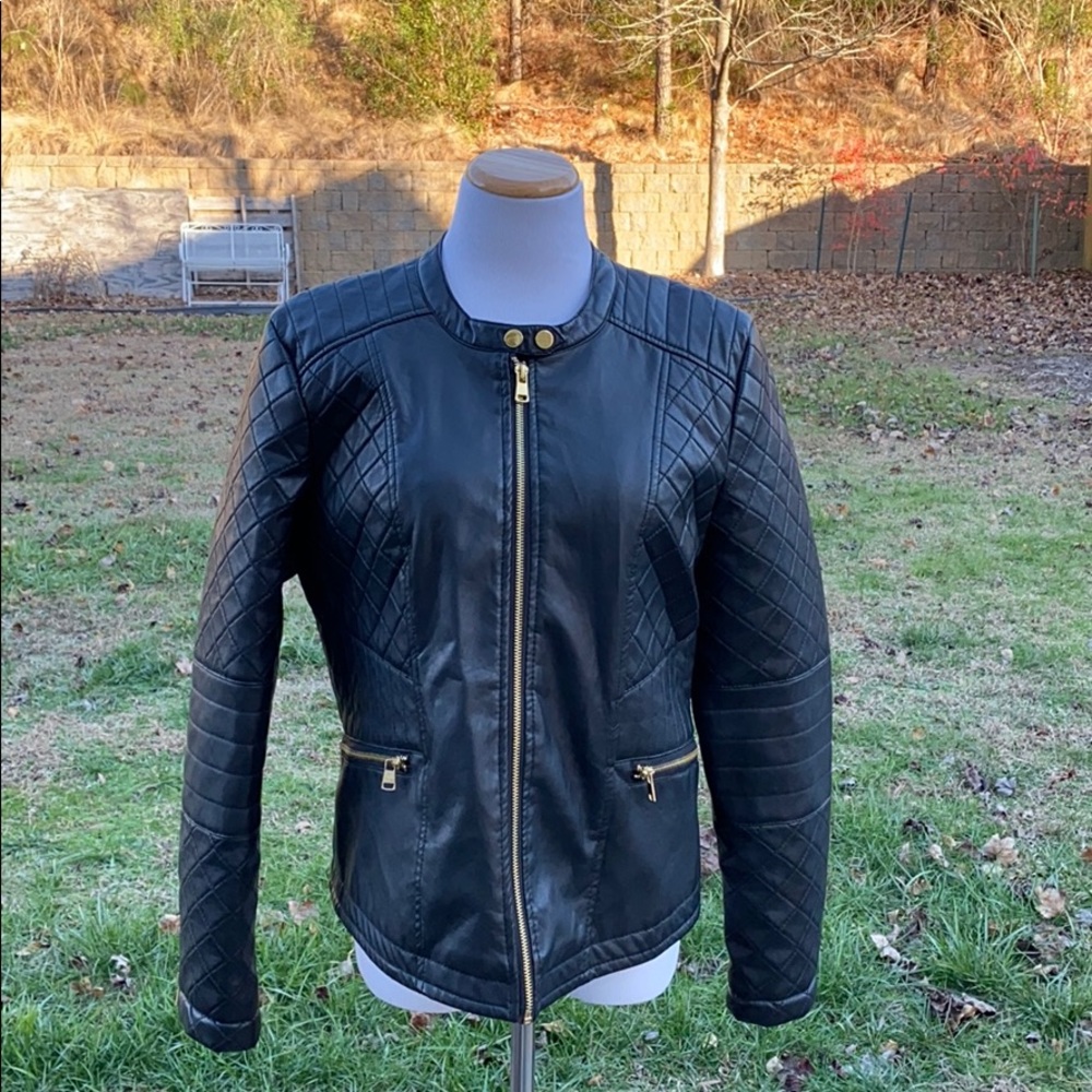 Laura Lane vegan leather moto jacket
